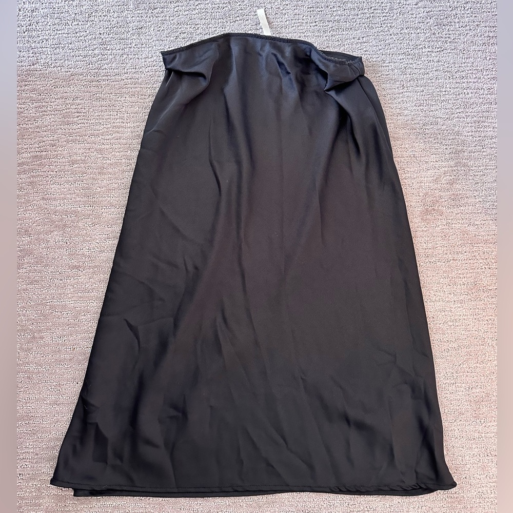 silk black straight skirt
